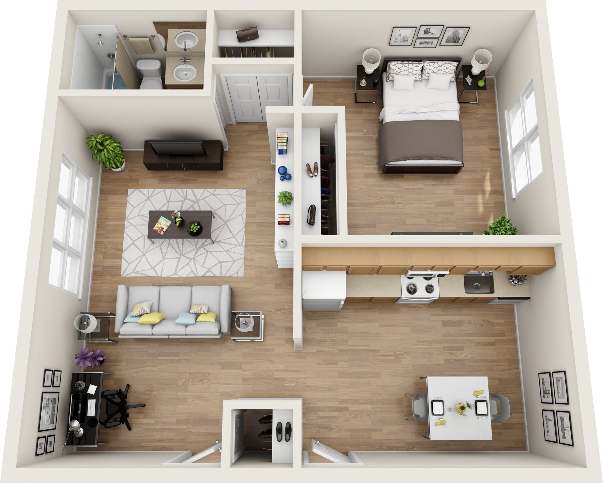 One Bedroom – Buildings D, E & F floor plan at Black Rock Gardens, Bridgeport, CT