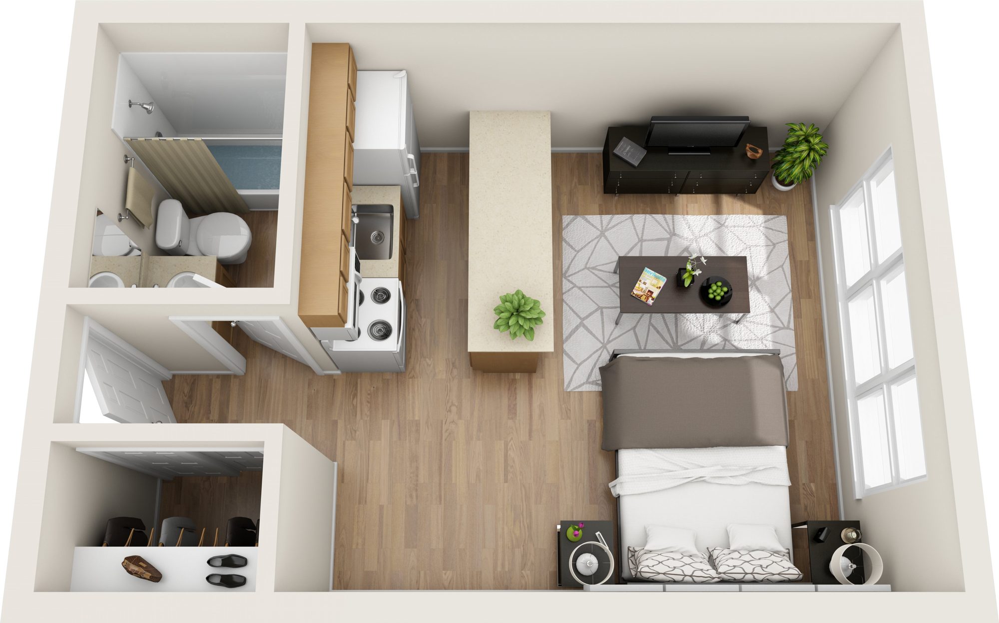 Studio floor plan at Black Rock Gardens, Bridgeport, CT