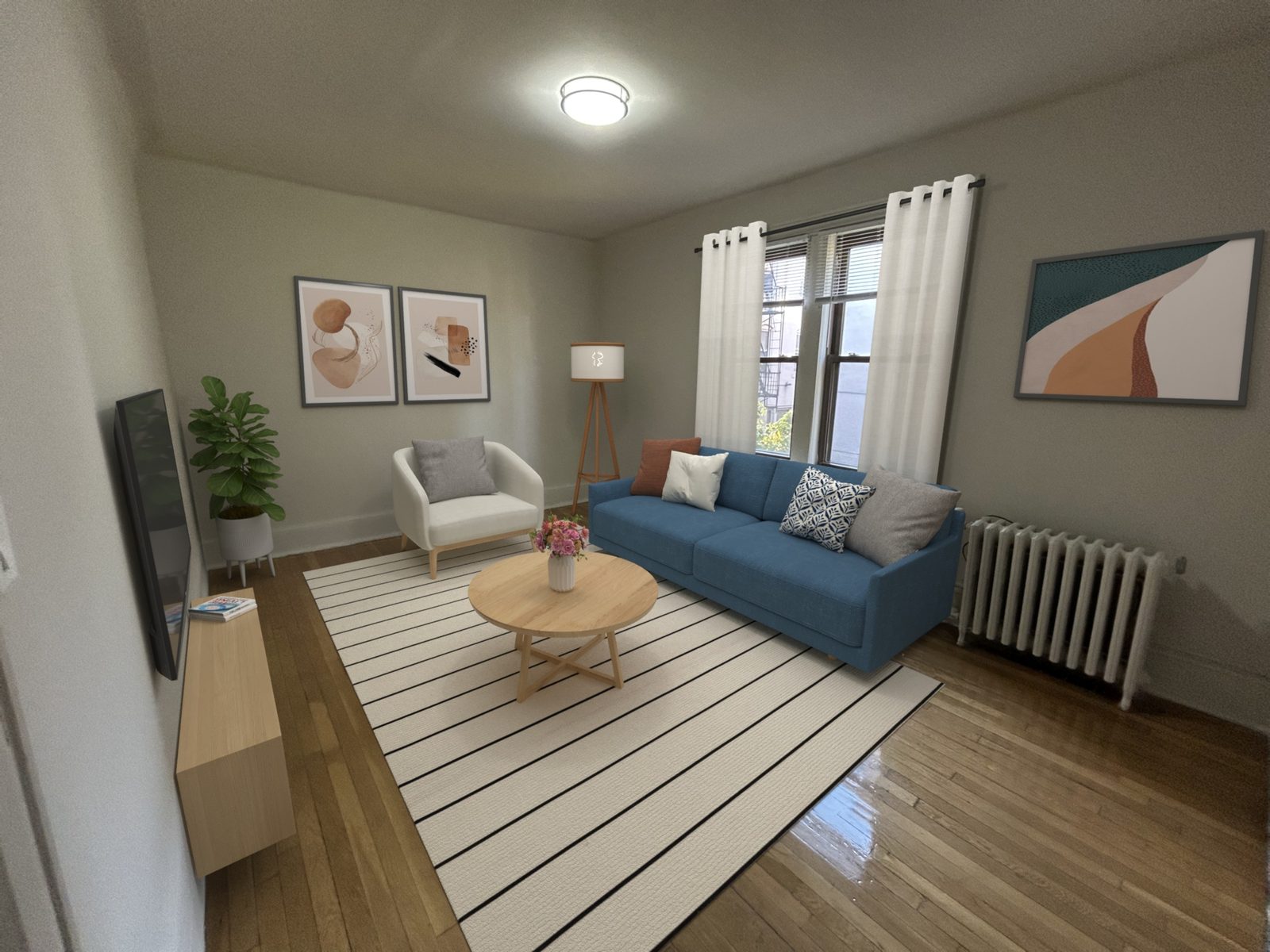 One-bedroom living room at Coleman Apartments