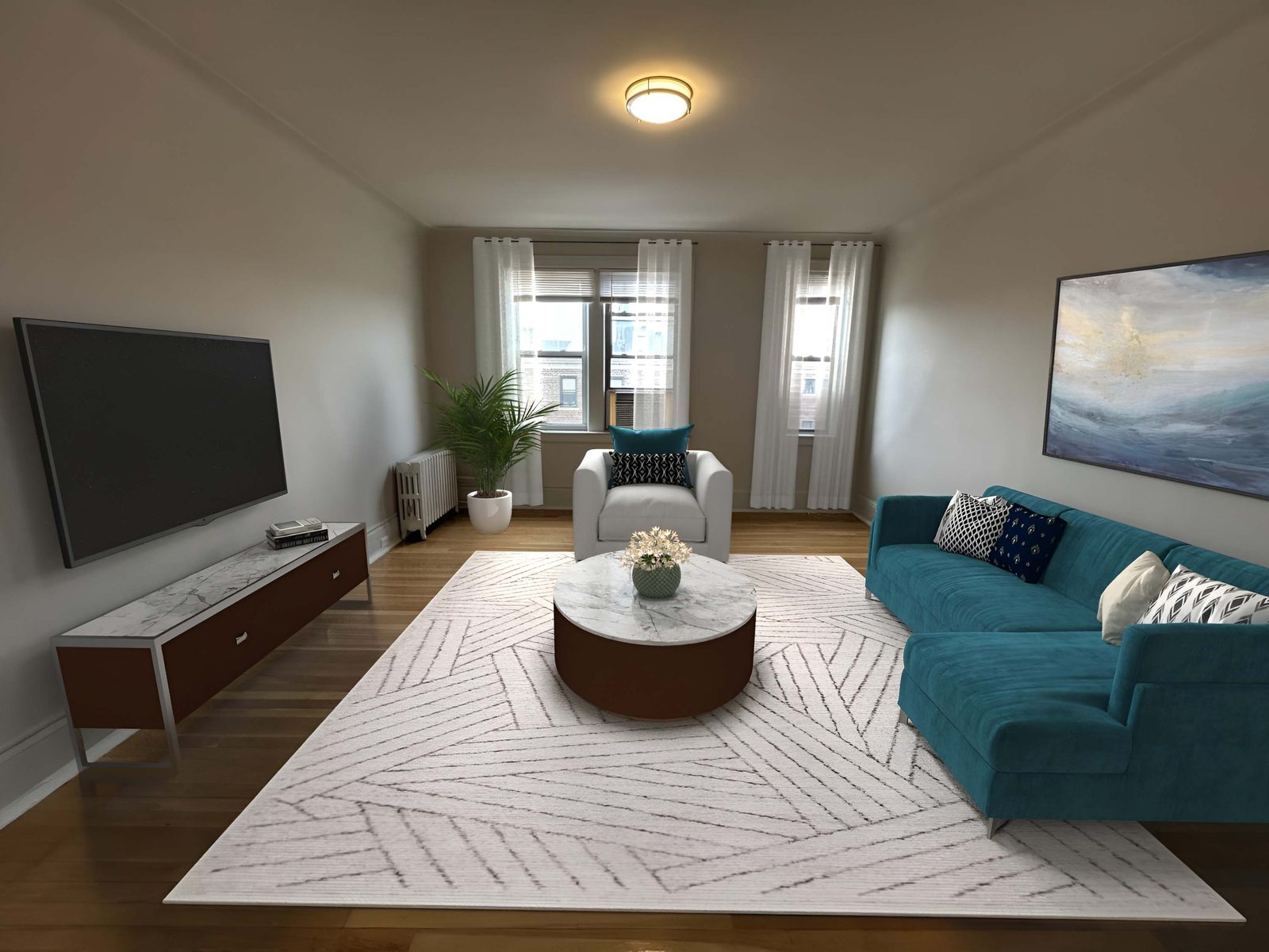 Two-bedroom living room at Coleman Apartments