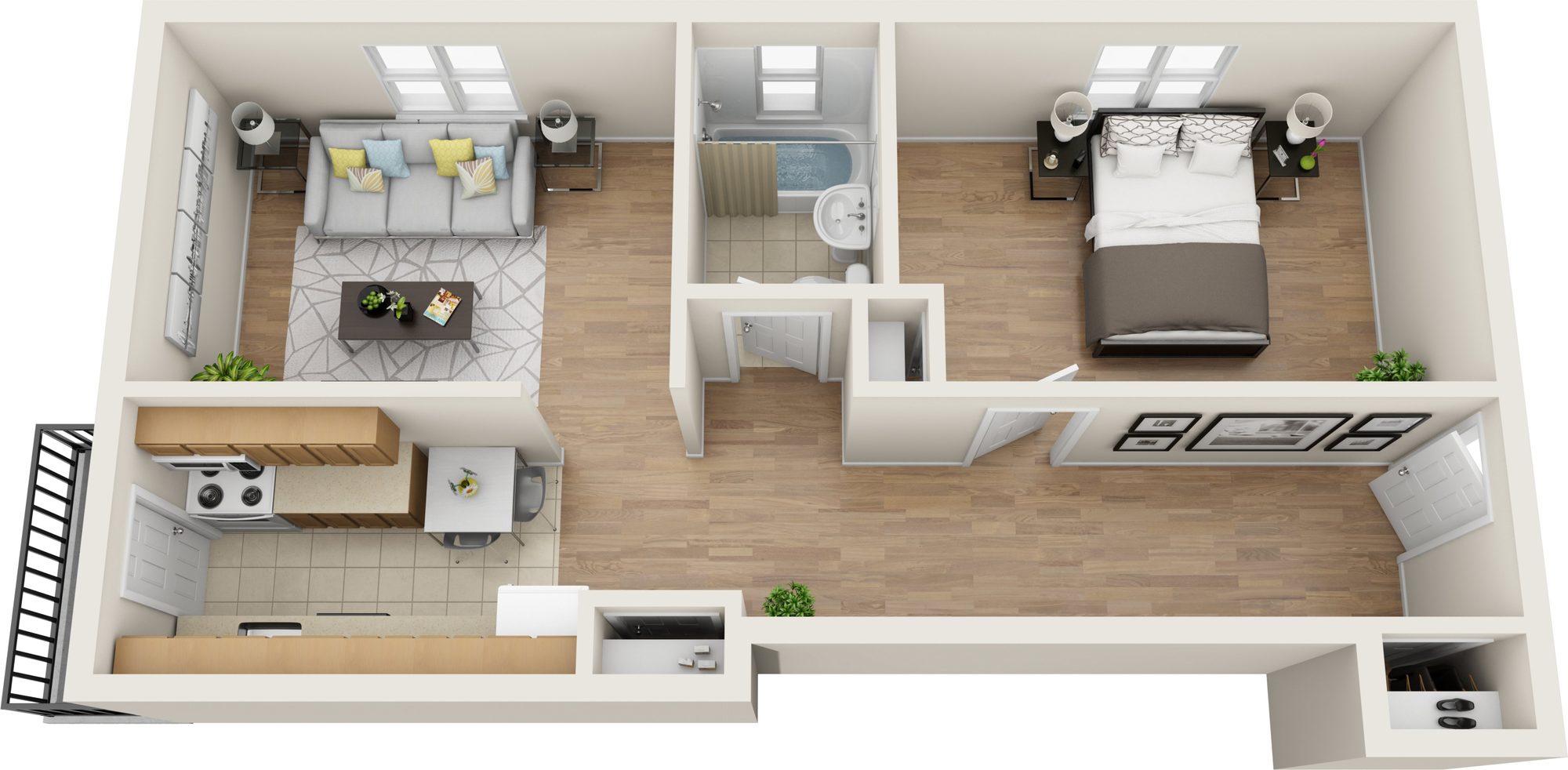 One Bedroom floor plan at Coleman Apartments, Bridgeport, CT