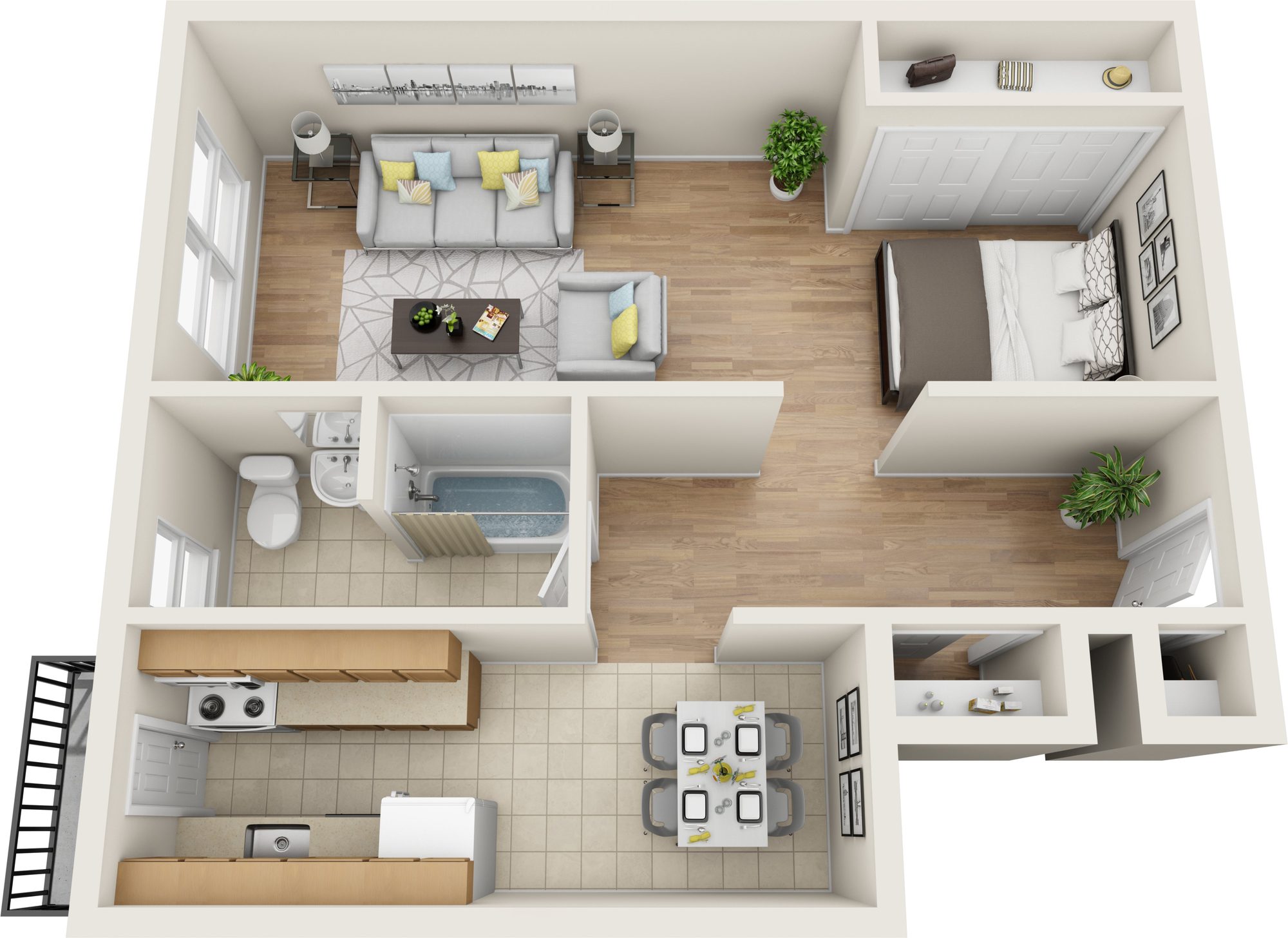 Studio floor plan at Coleman Apartments, Bridgeport, CT