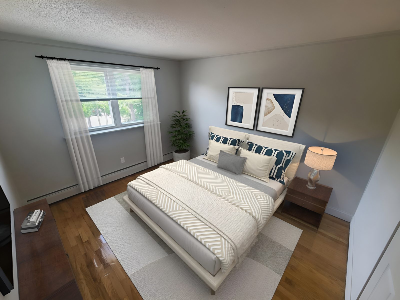 Primary bedroom at Colonial Village two-bedroom