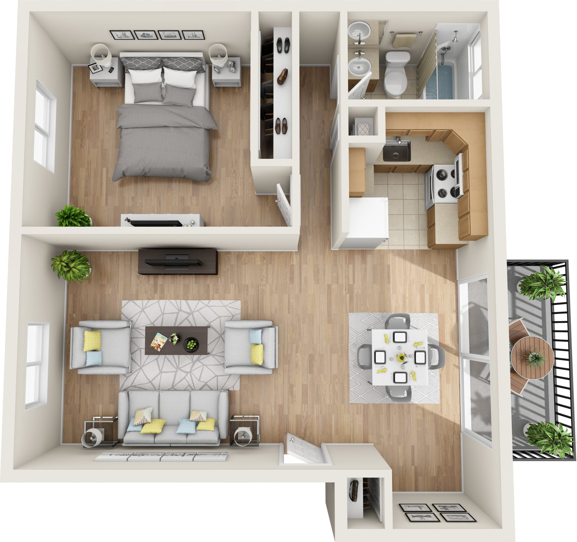One Bedroom floor plan at Dutchess Apartments, Town of Poughkeepsie, NY