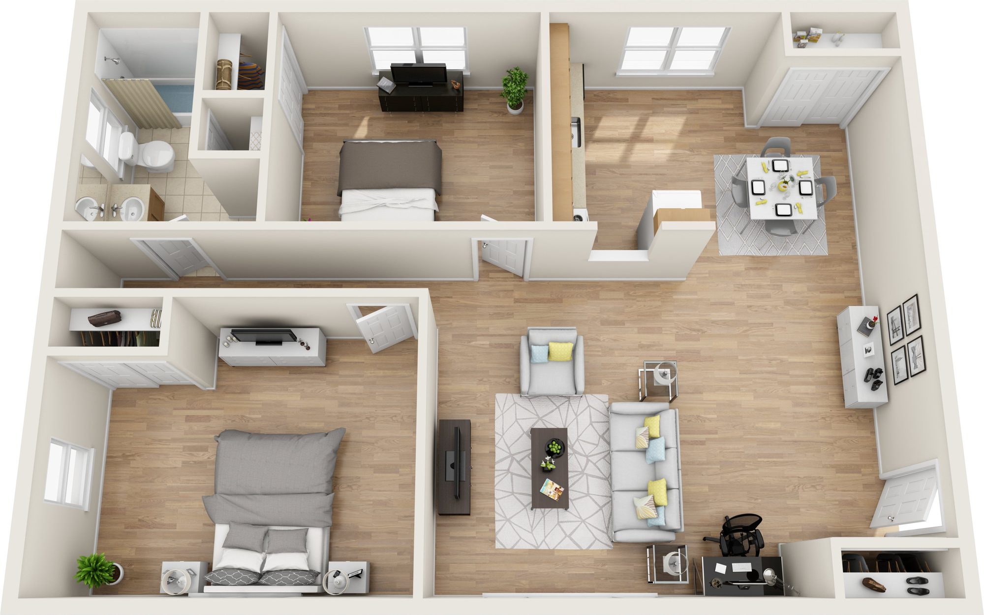 Two Bedroom Deluxe floor plan at Ridgefield Apartments, Town of Poughkeepsie, NY
