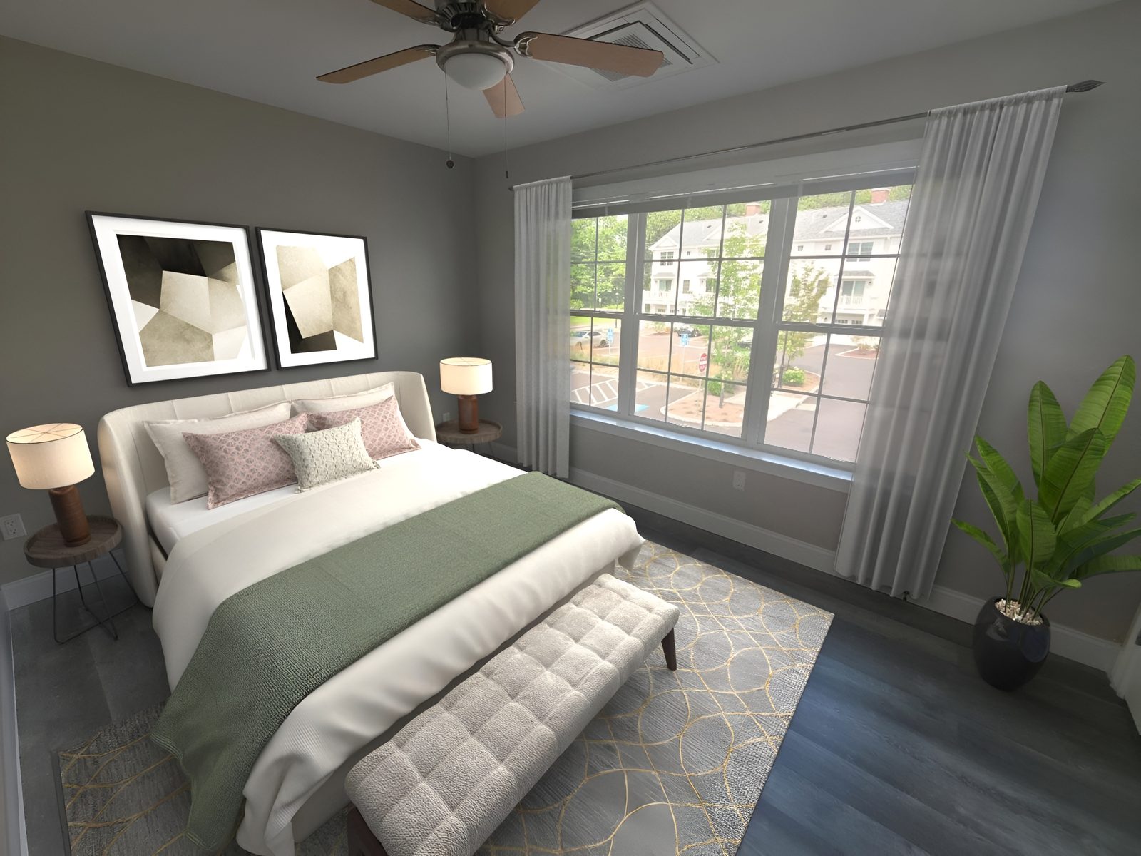 Bedroom in two-story townhome