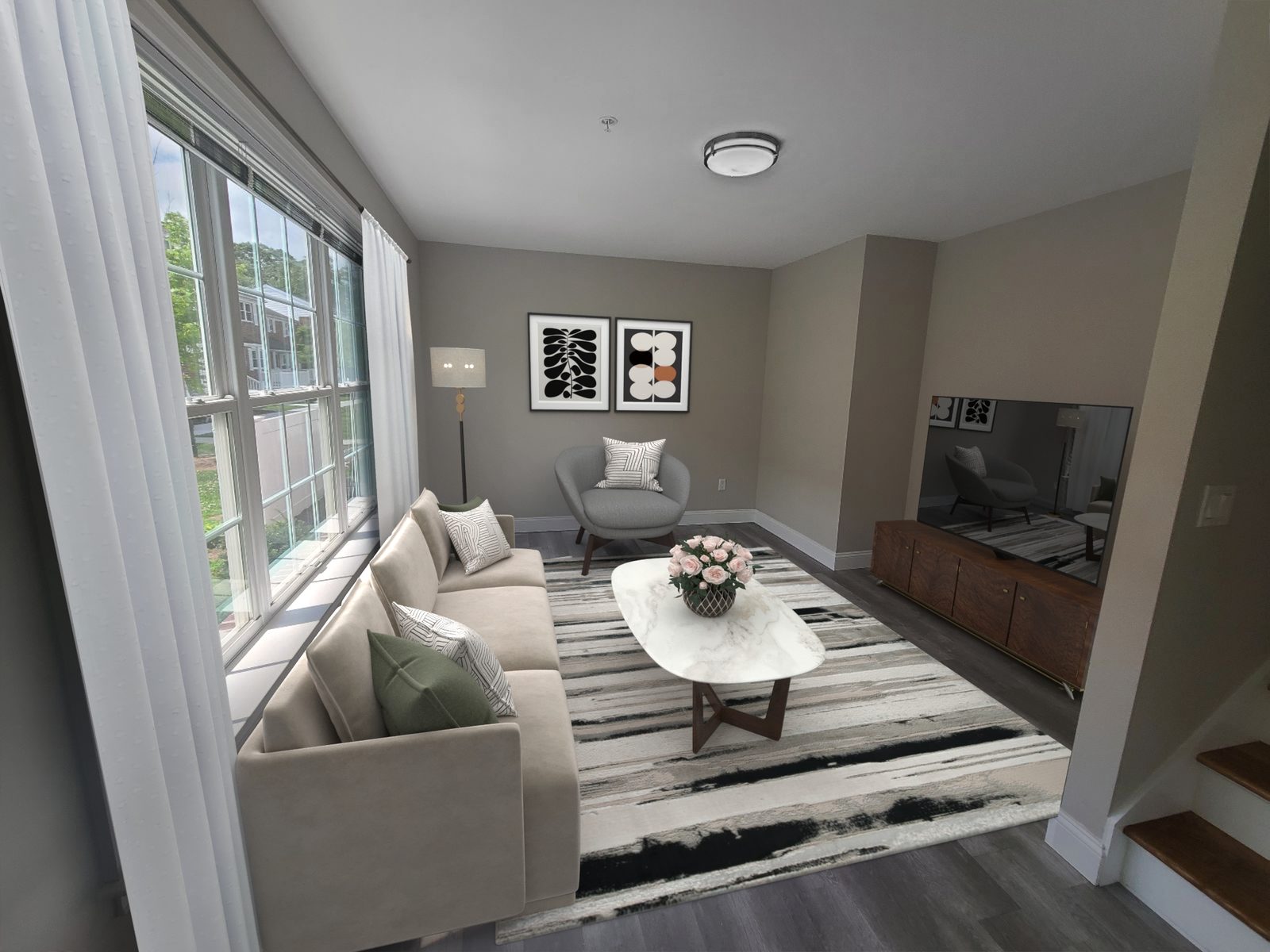 Two-story townhome living room