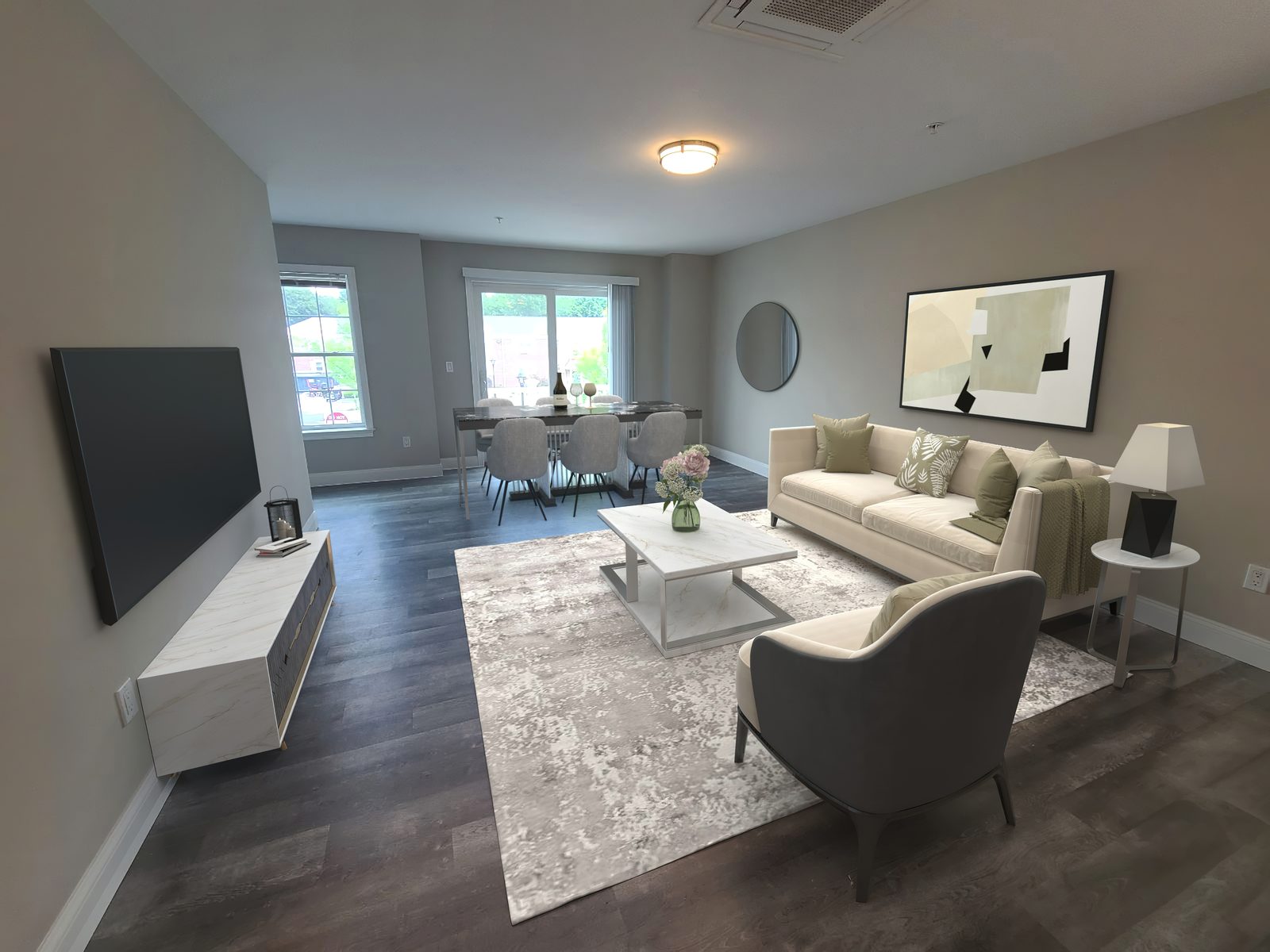 Three-story townhome living room